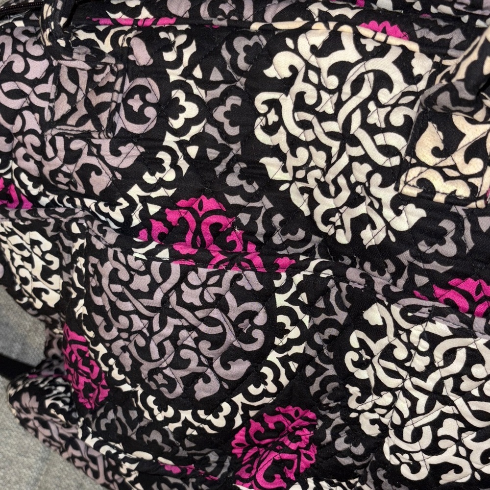 Vera Bradley Black and Purple Travel Duffel Bag with Crossbody and Handles - Picture 9 of 12